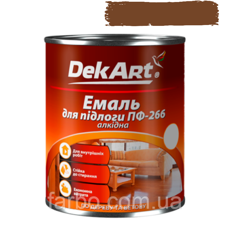 Емаль алкідна для підлоги ПФ-266 DekArt жовто-коричнева 2.8 кг, фото 1