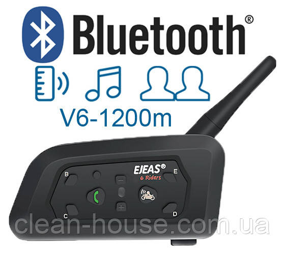 Мотогарнітура EJEAS V6 PRO 1200 Bluetooth рації для шолома, інтерком