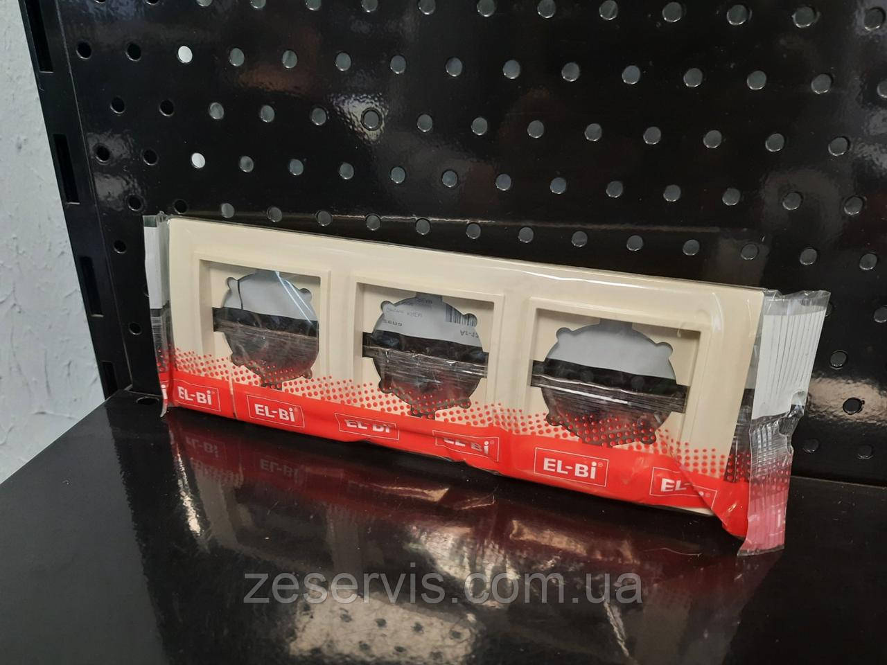 Рамка 3-на, кремова, ZENA, ELBI, фото 1