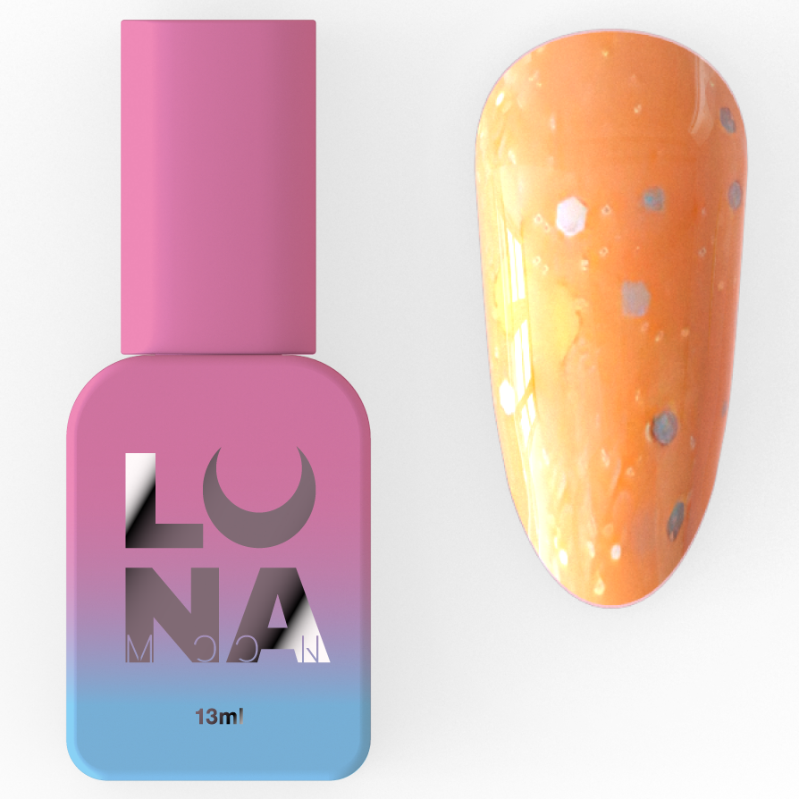 База з кольоровими блискітками Luna TUTTI FRUTTI №5, 13 мл (жовтогарячий + жовто-блакитні блискітки)