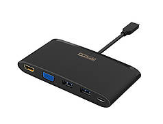 Адаптер STLab USB 3.1 Type-C to HDMI 4K, VGA, 2хUSB3.0, Gigabit RJ45, USB Type-C Female, PD, пласт.