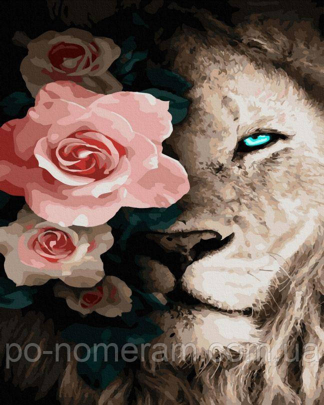 Акційна Картина за номерами Лев і троянда (BK-GX45016) 40 х 50 см, фото 1