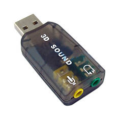 Звукова карта Dynamode USB 6 (5.1) каналів 3D RTL, темно-сіра