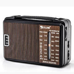 Радіоприймач GOLON RX-608, LED, 2x3W, FM радіо, корпус пластмас, Black, BOX