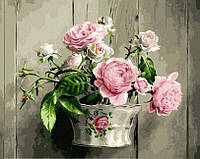 Розмальовка для дорослих Raskraski Ваза з трояндою (BRM41179) 40 х 50 см