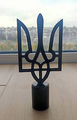 Наконечник на флагшток для прапора, Навершя на флагшток герб Тризуб, метал 3 мм, чорний