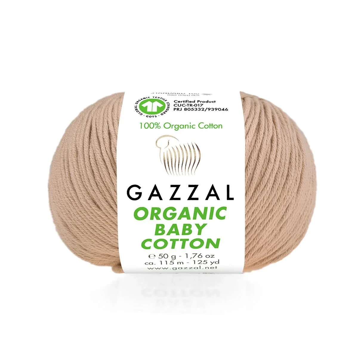Gazzal ORGANIC BABY COTTON (Газзал Органiк Бейбi Котон) № 441 пудра (Пряжа 100% органічна бавовна)