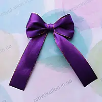 Бант великий атласний 25 мм Фіолетовий із люрексом