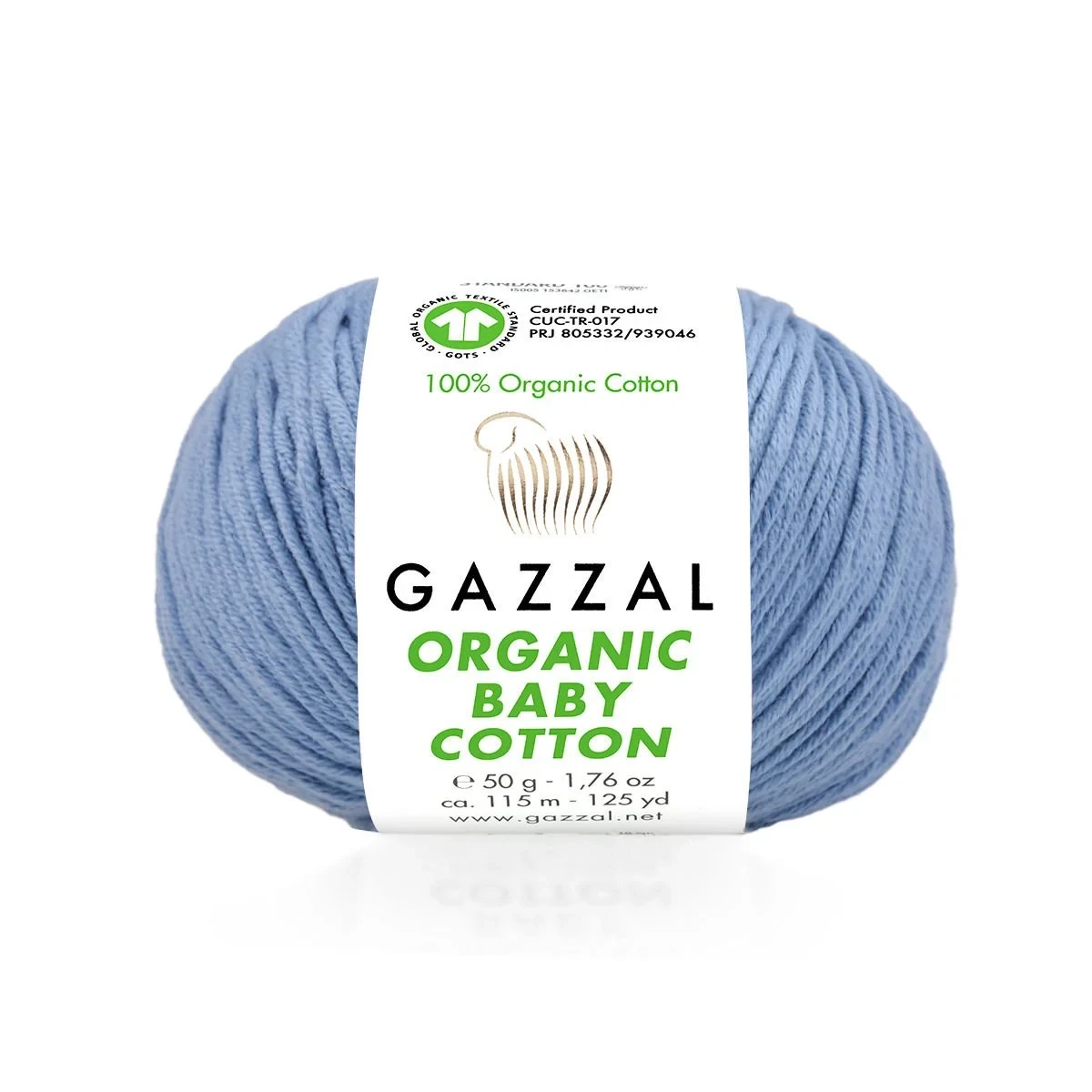Gazzal ORGANIC BABY COTTON (Газзал Органiк Бейбi Котон) № 451 блакитний (Пряжа 100% органічна бавовна), фото 1