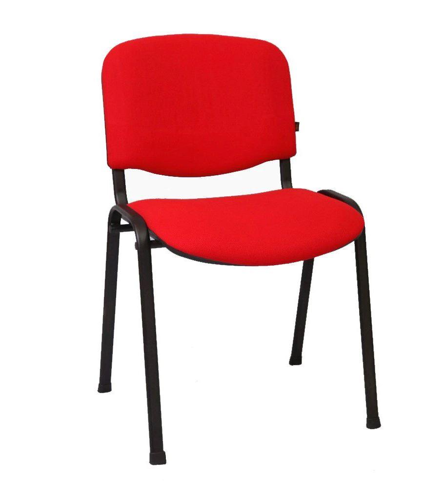 Простий офісний штабельований стілець ISO Ізо чорний тканина А-28 для відвідувачів офісу, семінарів ТМ AMF