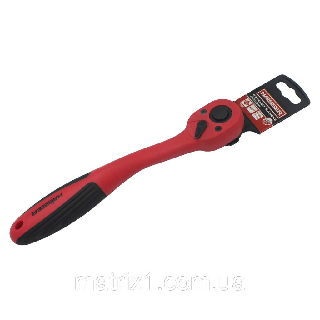 Ключ-тріскачка 1/2" 72 зуби покрита пластиком і гумою HAISSER, фото 1