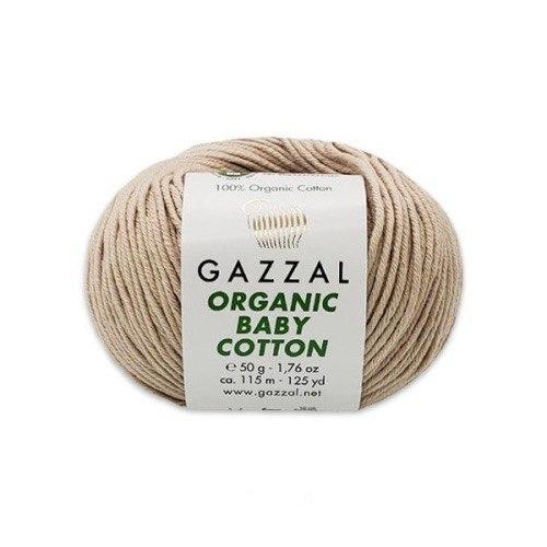 Gazzal ORGANIC BABY COTTON (Газзал Органiк Бейбi Котон) № 444 бежевий (Пряжа 100% органічна бавовна), фото 1