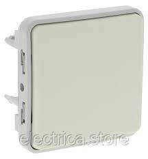 Plexo 1-клавішний вимикач прохідний 10А, IP55, білий Legrand 69611, фото 1