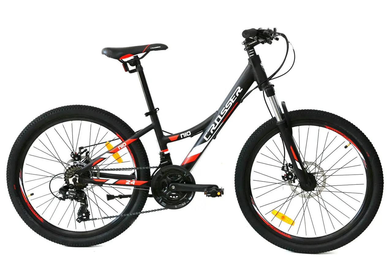 Велосипед гірський підлітковий 24" Crosser Nio Stels рама 12.5 Чорно-червоний