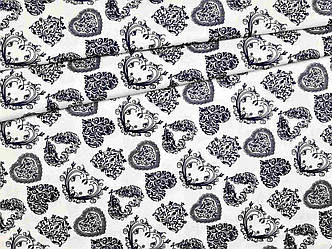 Бавовняна тканина Польська сердечка мереживні сині