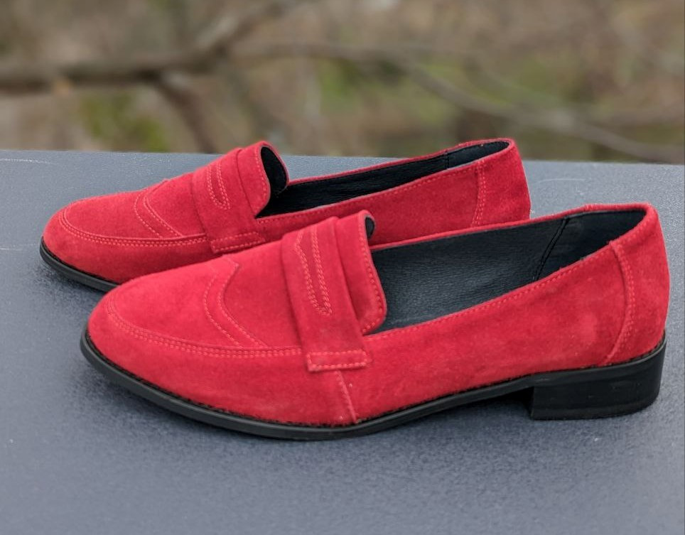 STTOPA Розміри 36-44. Туфлі лофери великих розмірів шкіряні. 178-4244 Червоні, фото 1