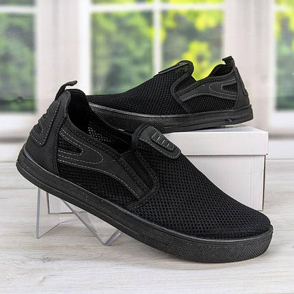 Чоловічі мокасини тапочки сітка чорна Dago Style 3559, фото 1
