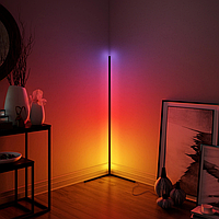 Кутова підлогова RGB-лампа торшер Nook Lamp з дистанційним пультом керування (чорна)