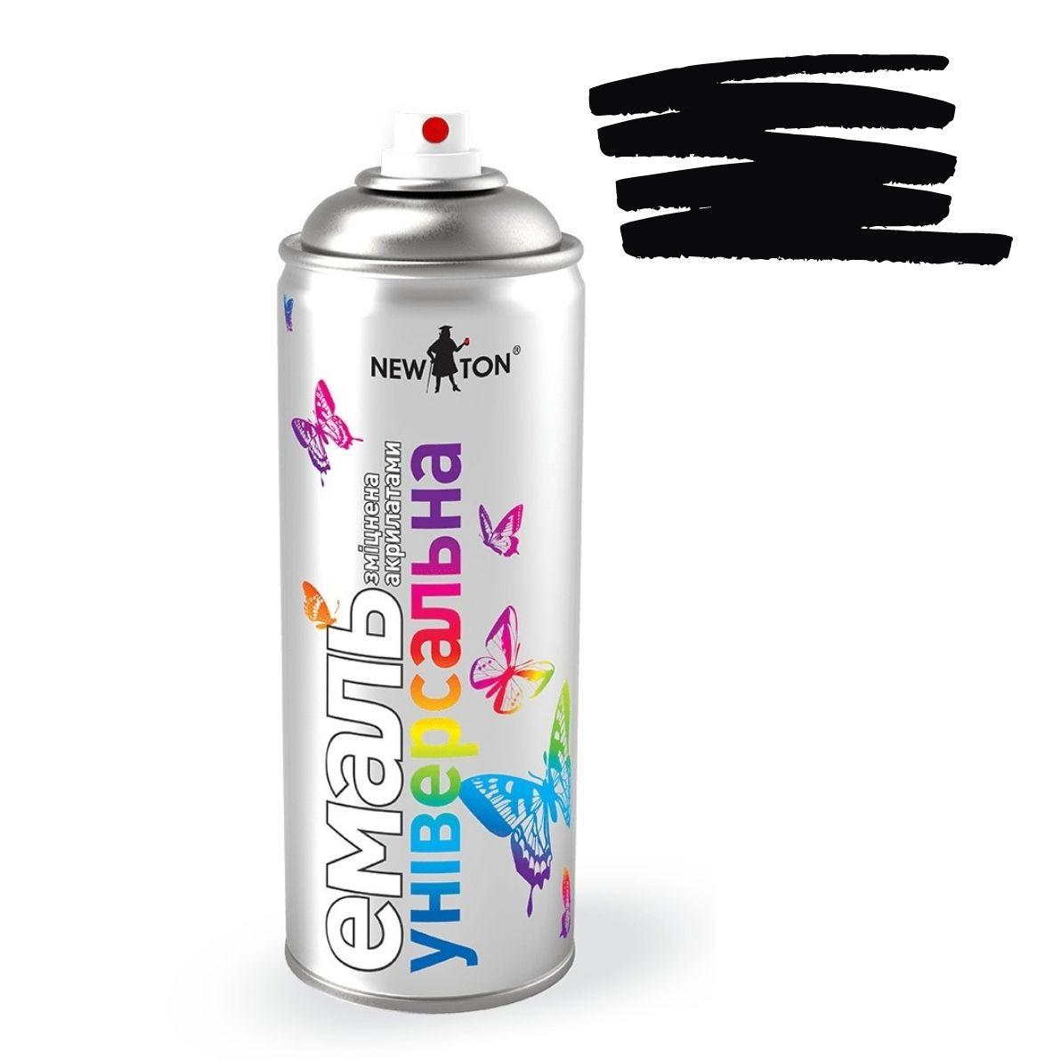 Емаль 9005 Чорна глянсова універсальна аерозоль 400мл NewTon