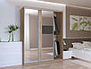 Шафа-купе "Сіті Лайт" 180х60х225 см. 1 ДСП/2 дзеркала, Дуб сонома, фото 2