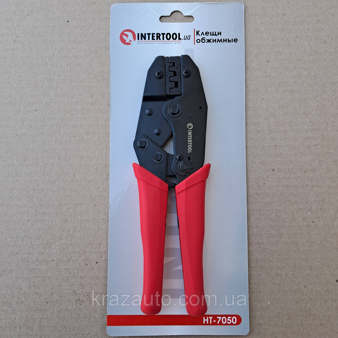 Кліщі для обтискання контактів із храповим механізмом (0,5 — 1/1,5 — 2,5/4 — 6 мм) INTERTOOL HT-7050, фото 1