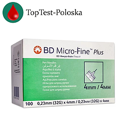 Голки для шприц-ручок BD Micro-Fine + «МікроФайн» 4 мм 100 шт.