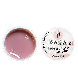 Гель для нарощування SAGA Builder Gel Veil, Cover Pink №1