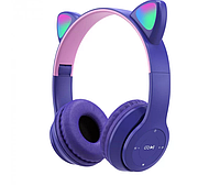 Беспроводные наушники «кошачьи уши» с микрофоном, Bluetooth-наушники Cat Ear P47 Фиолетовый