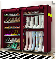 Шкаф для обуви Shoe Cabinet тканевый 6 полок, две секции. Коричневый свет BR00047