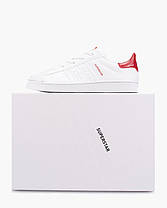Дитячі Кросівки Adidas Superstar White Red / Адідас Суперстар Білі з Червоним, фото 3