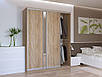Шафа-купе "Сіті Лайт" 180х60х225 см. 2 ДСП/1 дзеркало, Дуб сонома, фото 2