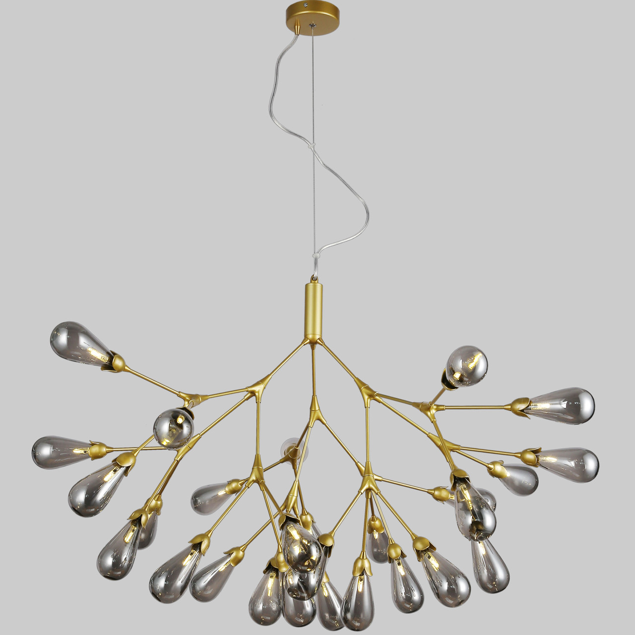 Золота люстра з графітових бутонів на 27 ламп (918-LP268-27 GD+BK)