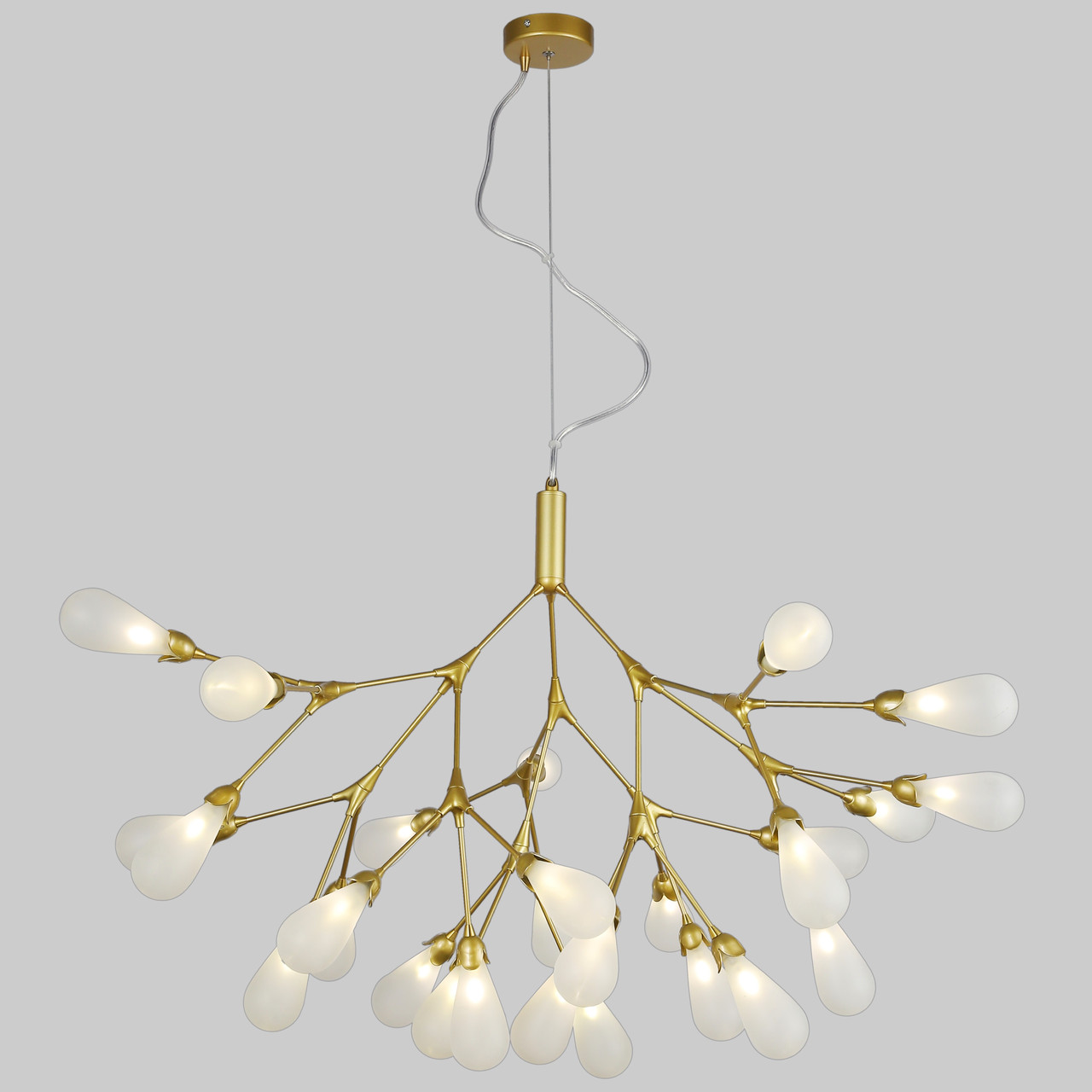 Золота люстра з білих бутонів на 27 ламп (918-LP268-27 GD+WH)