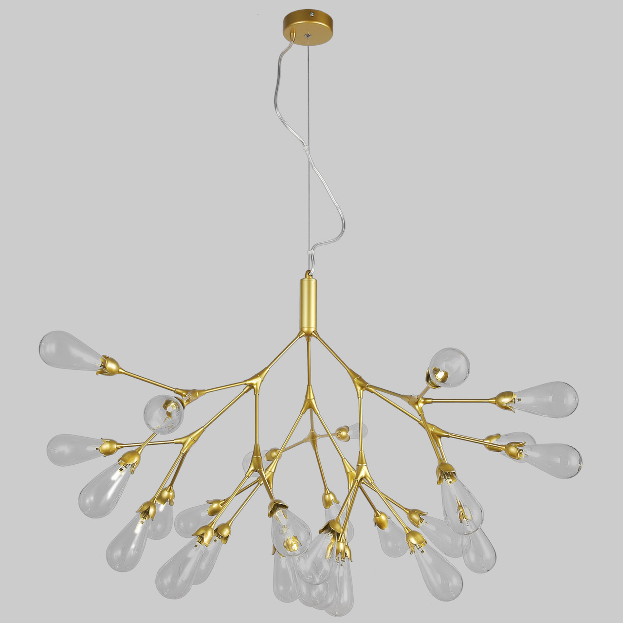Золота люстра з прозорих бутонів на 27 ламп (918-LP268-27 GD+CL)