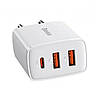 Мережевий зарядний пристрій Baseus Compact Quick Charger 2U+C 30 W EU White CCXJ-E02, фото 3