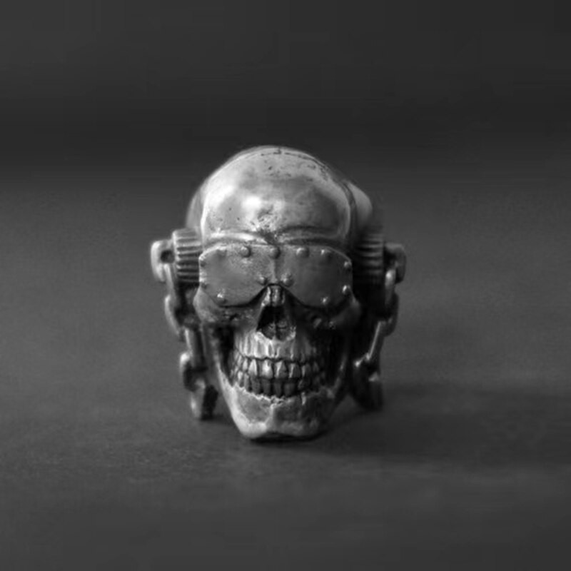 Чоловіче сталеве кільце MOTORHEAD перстень із медичної неіржавкої сталі 316L з Черепом