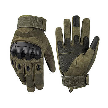 Тактичні рукавички військові з пальцями штурмові Gloves FF 21 у кольорі олива