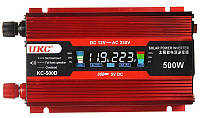 Автомобильный инвертор UKC AC/DC 12V-220V 500W KC-500D, GS, Хорошего качества, авто преобразователь тока с LCD