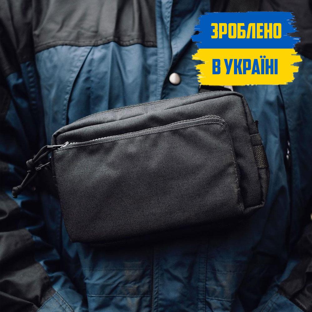 Чоловіча сумка чорна бананка SIMPLER через плече з тканини А