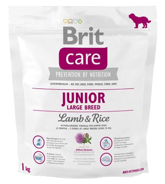 Сухий корм для цуценят і молодих собак великих порід з ягням Brit Care Junior Large Breed Lamb & Rice 1 кг, фото 1