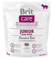 Сухой корм для щенков и молодых собак крупных пород с ягненком Brit Care Junior Large Breed Lamb & Rice 1 кг