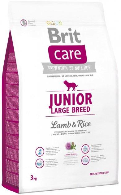 Сухий корм для цуценят і молодих собак великих порід з ягням Brit Care Junior Large Breed Lamb & Rice 3 кг, фото 1