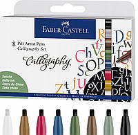 Набор капиллярных ручек для каллиграфии Faber-Castell PITT Calligraphy из 8 цветов, 167508