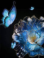 Алмазная мозаика полная выкладка круглыми стразами Бабочки на цветке 30*40 см