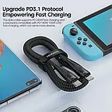 Кабель Toocki USB PD 3.1 Type-C швидке заряджання 240W, E-Marker Chip, 480 Mbps — 2 метри, фото 6