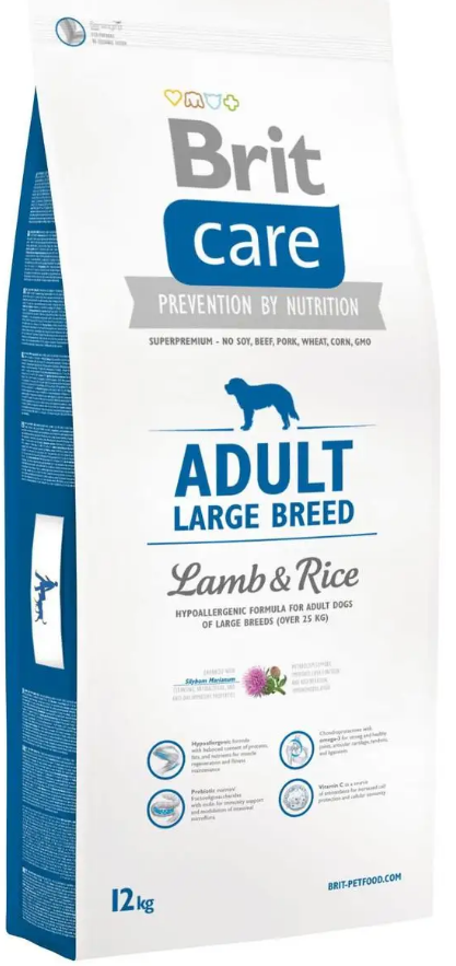 Сухий корм для дорослих собак великих порід з ягням та рисом Brit Care Adult Large Breed Lamb & Rice 12 кг, фото 1