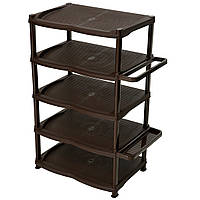 Полиця для взуття пластикова 5 ярусів коричнева "Еліт" Горизонт