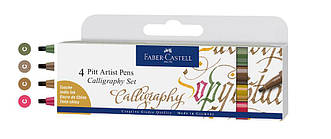 Набір капілярних ручок для каліграфії Faber-Castell PITT Calligraphy з 4 кольорів, 167505