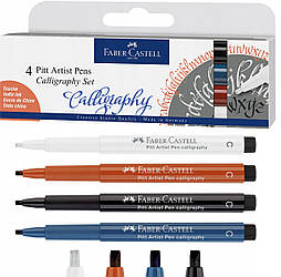 Набір капілярних ручок для каліграфії Faber-Castell PITT Calligraphy з 4 кольорів, 167504