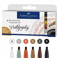 Набор капиллярных ручек для каллиграфии Faber-Castell PITT Calligraphy из 6 цветов, 167506